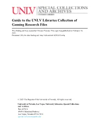 Guide to the UNLV Libraries Collection of Gaming Research Files
