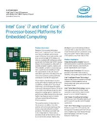 Intel® Core™ I7 and Intel® Core™ I5 Processor-Based Platforms for Embedded Computing
