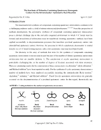 The Synthesis of Molecules Containing Quaternary Stereogenic Centers Via the Intramolecular Asymmetric Heck Reaction