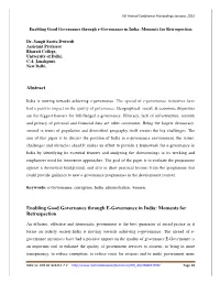 Abstract Enabling Good Governance Through E-Governance in India