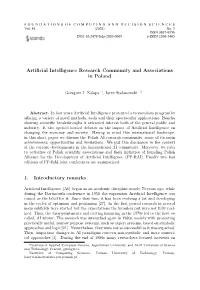 Artificial Intelligence Research Community and Associations in Poland 161
