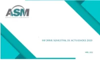 Informe Semestral De Actividades 2020