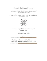 Joseph Pulitzer Papers