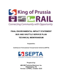 King of Prussia Rail Bus and Shuttle Service Plan Technical Memorandum