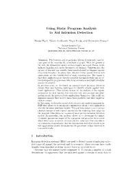 Using Static Program Analysis to Aid Intrusion Detection