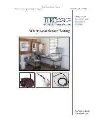 Water Level Sensor Testing ITRC Report No