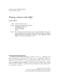 Writing a Thesis with LATEX Lapo F