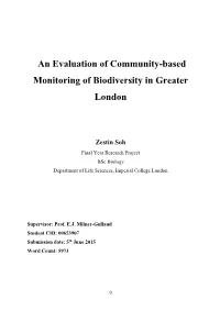 An Evaluation of Community-Based Monitoring of Biodiversity in Greater London