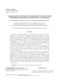 Association Between Interleukin-32 and Interleukin-17A Single Nucleotide Polymorphisms and Serum Levels with Polycystic Ovary Syndrome