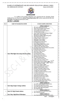 Centre List of Ssc Theory 2021