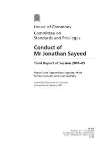 Conduct of Mr Jonathan Sayeed