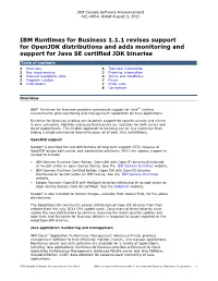 IBM Runtimes for Business 1.1.1 Revises Support for Openjdk Distributions and Adds Monitoring and Support for Java SE Certified JDK Binaries
