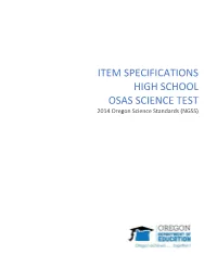 Item Specifications High School Osas Science Test