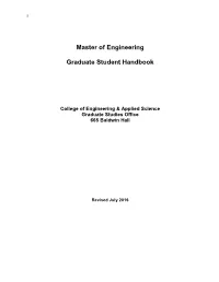 Master of Engineering Graduate Student Handbook
