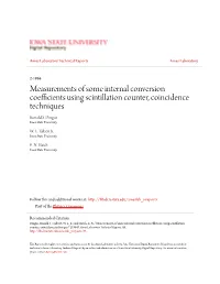 Measurements of Some Internal Conversion Coefficients Using Scintillation Counter, Coincidence Techniques Ronald S