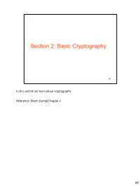 Section 2: Basic Cryptography