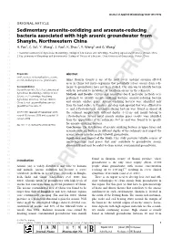Sedimentary Arsenite-Oxidizing and Arsenate-Reducing Bacteria