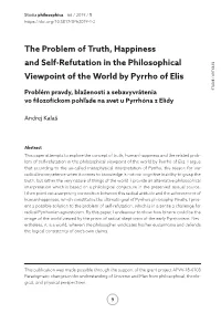 The Problem of Truth, Happiness and Self-Refutation in the Philosophical Viewpoint of the World by Pyrrho of Elis