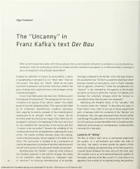 The "Uncanny" in Franz Kafka's Text Der Bou
