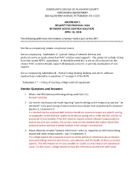 Vendor Questions and Answers