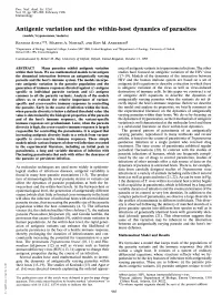 Antigenic Variation and the Within-Host Dynamics Ofparasites