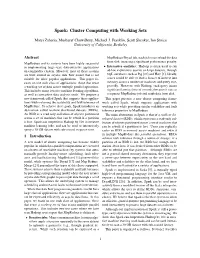 Cluster Computing with Working Sets