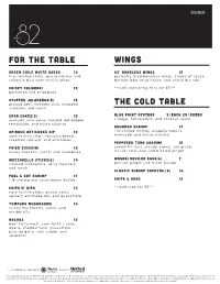 FOR the TABLE WINGS the Cold Table