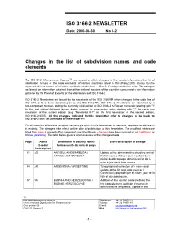 ISO 3166-2 NEWSLETTER Changes in the List of Subdivision Names And
