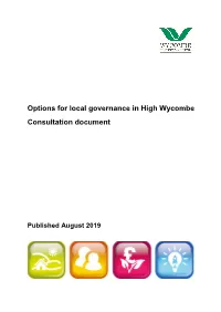 Options for Local Governance in High Wycombe Consultation Document