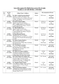 Ph.D. Guide List 19.11.2014