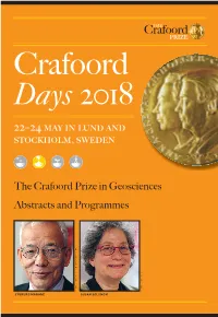 Crafoord Days 2018 – Abstracts and Programmes