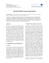 Envision Radio Science Experiment