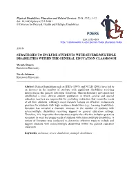 Strategies to Include Students with Severe/Multiple Disabilities Within the General Education Classroom