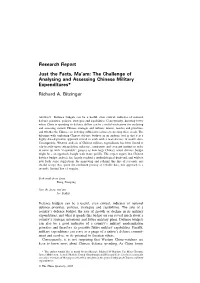 The Challenge of Analysing and Assessing Chinese Military Expenditures*