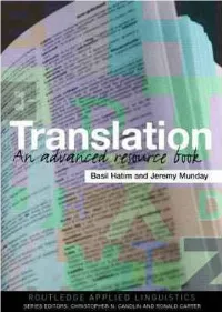 Translation: an Advanced Resource Book