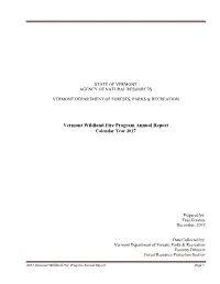 2017 Vermont Wildland Fire Program Annual Report Page 1