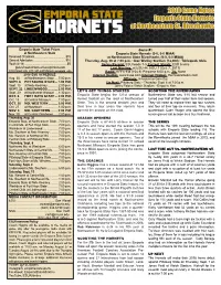 2018 Game Notes Emporia State Hornets at Northeastern St