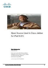 Cisco Jabber for Ipad 9.3 Licensing Documentation