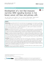 Development of a Test That Measures Real-Time HER2 Signaling Function in Live Breast Cancer Cell Lines and Primary Cells Yao Huang1, David J