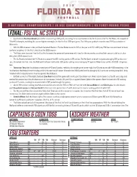 Final: Fsu 31, Nc State 13 Fsu Starters Captains & Coin