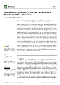 Functional Ecology of Forest, Heath, and Shrub Savannah Alternate States in Eastern Canada