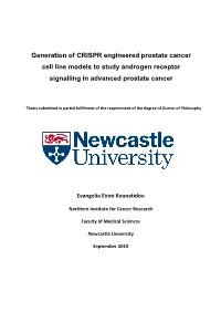 Generation of CRISPR Engineered Prostate Cancer Cell Line Models to Study Androgen Receptor Signalling in Advanced Prostate Cancer