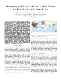 Geotagging with Local Lexicons to Build Indexes for Textually-Specified Spatial Data