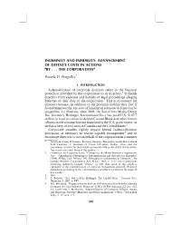 Indemnity and Infidelity: Advancement of Defence Costs in Actions "By