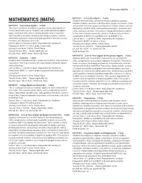 Mathematics (MATH) 1