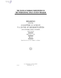 The Status of Russian Participation in the International Space Station Program