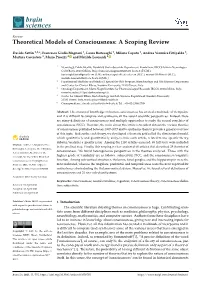 Theoretical Models of Consciousness: a Scoping Review