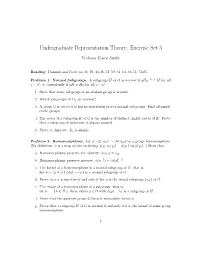 Undergraduate Representation Theory: Exercise Set 3
