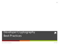 Developer Cryptography Best Practices