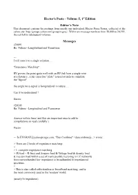 Hector's Posts – Volume 5, 1St Edition Editor's Note Messages